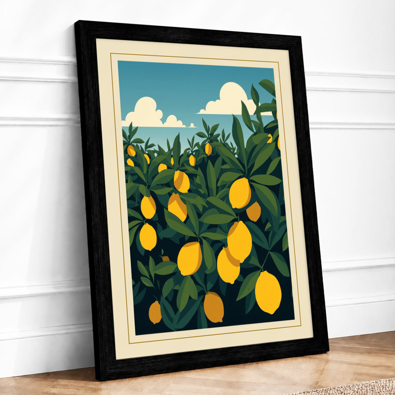 Lemon Tree in Spring Botanical - Framed Print, Black, A3 - 42.0 x 29.7 cm