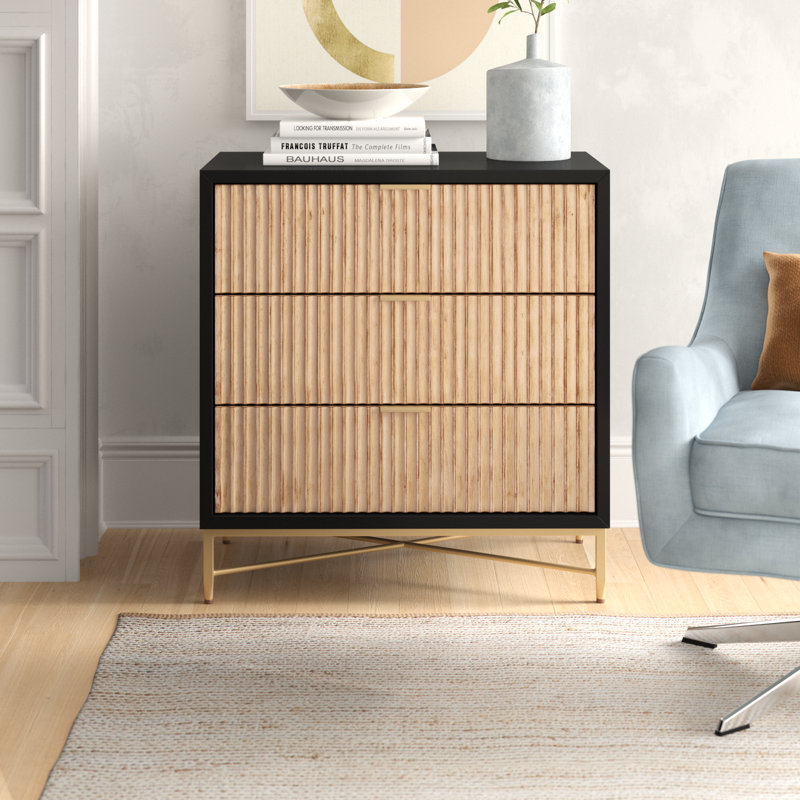 32" W 3-Drawer Accent Chest, Black