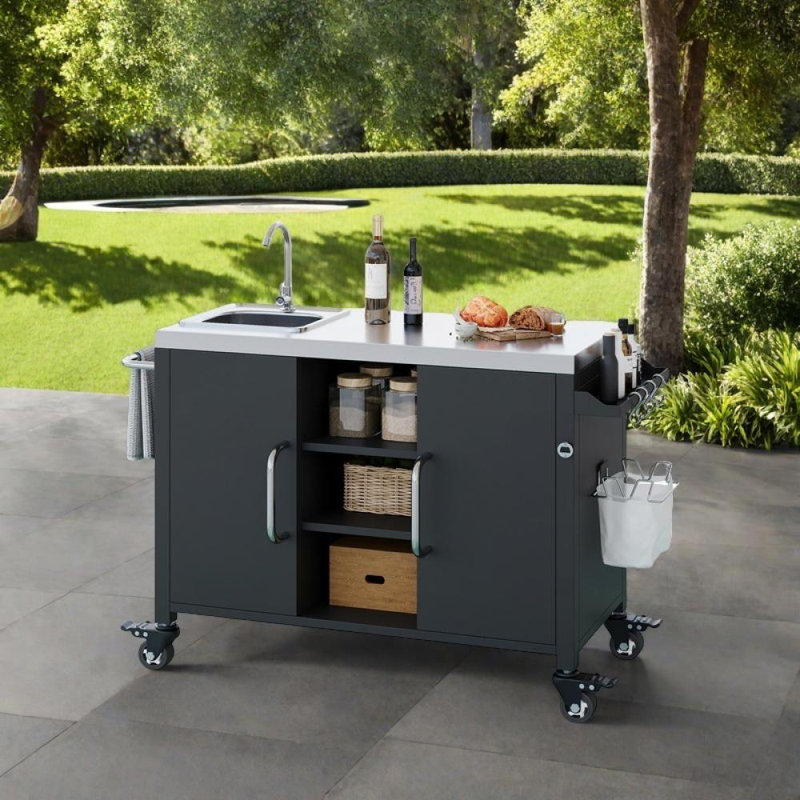 Îlot de cuisine extérieur avec évier en acier inoxydable 304