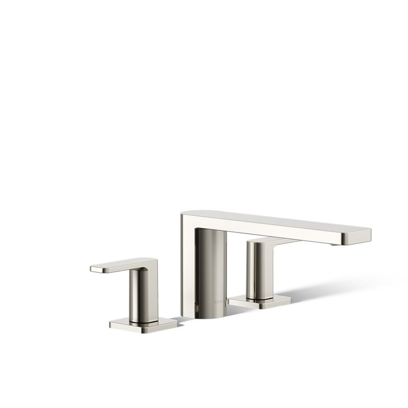 Parallel Two-Handle Deck-Mount Bath Faucet, Polished Nickel