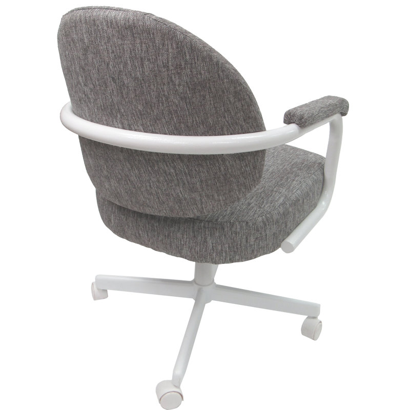 Chaise avec accoudoirs Hayles, Gris Mojave, Blanc