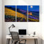Abstrait vignoble sous un ciel étoilé avec lune, ensemble de 3 impressions sur toile