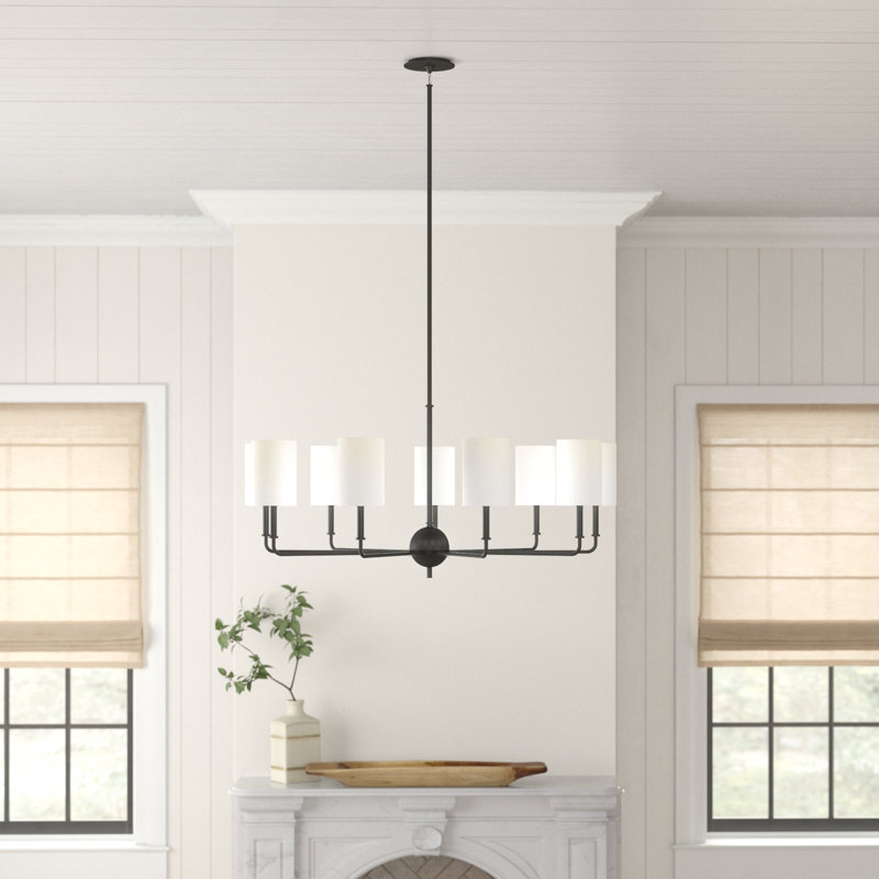 Rowley 36" W 9-Light Steel Dimmable Chandelier , Midnight Black
