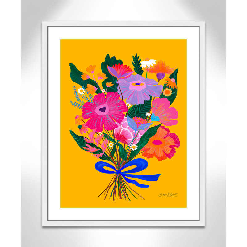 Imprimé éclectique de fleurs par Bloom, Blanc satiné, L 23,5 po x H 29,5 po, Imprimé mat
