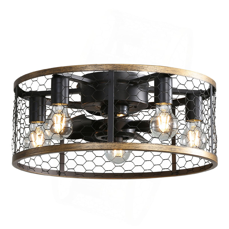 Ventilateur de plafond industriel en cage de 20 pouces, avec moteur à courant continu réversible à 7 pales ABS, petit ventilateur encastré pour ferme