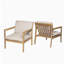 Fauteuil d'extérieur en bois d'acacia, ensemble de 2, fauteuil club de patio avec coussins, teck clair