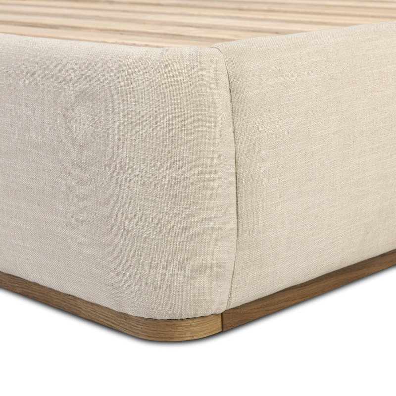 Maeve Upholstered Wingback Bed, King, Cambric Ivory