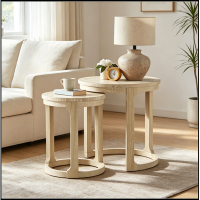 Set of 2 Round Wooden Frederica with sturdy legs