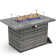44" Propane Gas Fire Pit Table, 55000 Btu Rectangular Fire Pit With Glass Wind Guard For Outside Patio Deck Garden Backyard