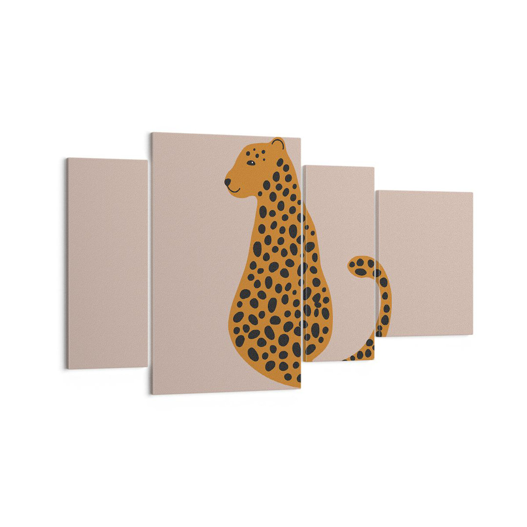 4-tlg. Leinwandbilder-Set Panther Leopard