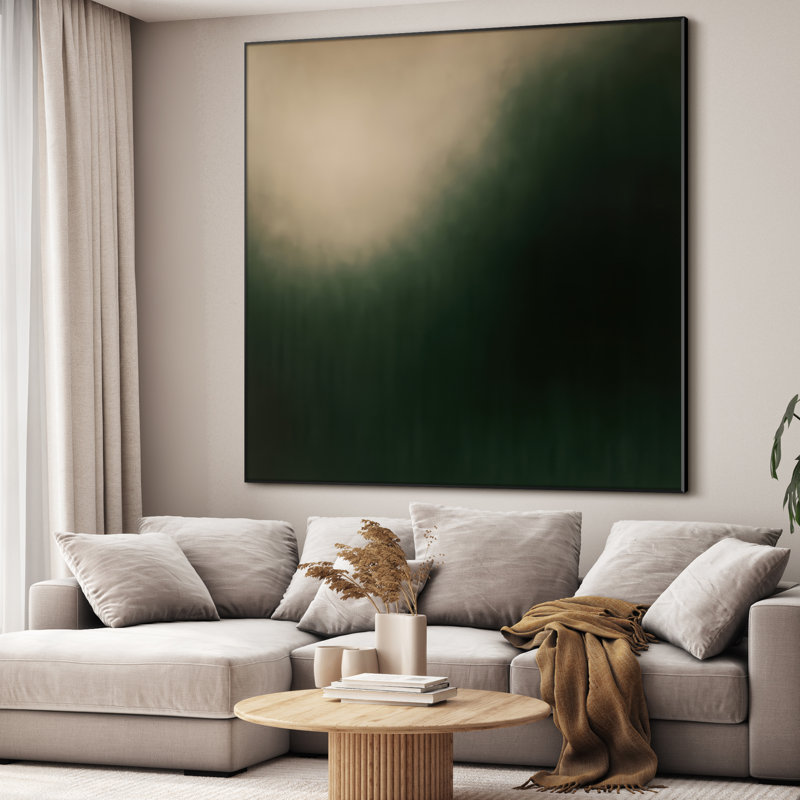 Très grand art mural imprimé sur tissu - Paysage abstrait neutre moderne pour la décoration d'œuvres d'art pour le salon ou la chambre à coucher - «Assemblage requis du cadre (cadre non fini)»