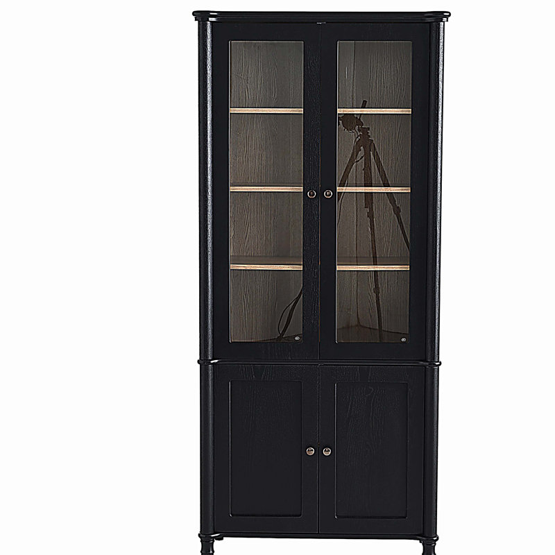 Vitrine 73,25 po H avec garde-manger avec portes et tablettes en verre, bibliothèque moderne avec rangement