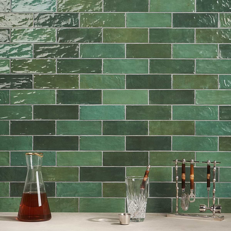 Portmore 3x8 Glazed Ceramic Tile, Green