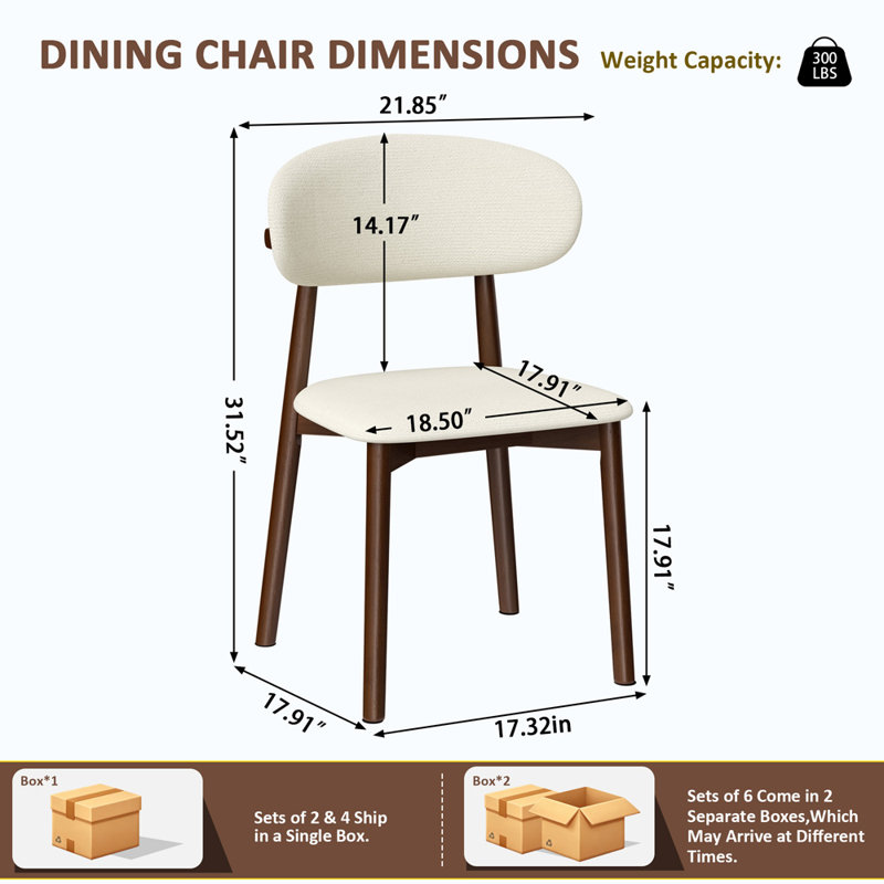 Chaises de salle à manger en bois massif recouvertes de tissu (ensemble de 4)