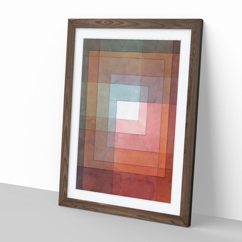 Watercolour Squares by Paul Klee - Picture Frame Painting, 48cm H x 36cm W x 2cm D, Walnut