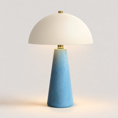 Fistes 17.8" Modern Scandinavian Ceramic Mushroom Table Lamp Soft Ambient Light for Bedroom and Living Room