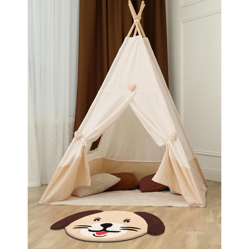Unique Loom Puppy Playtime Kids Wool Rug, Novelty 5'1" x 7'1"