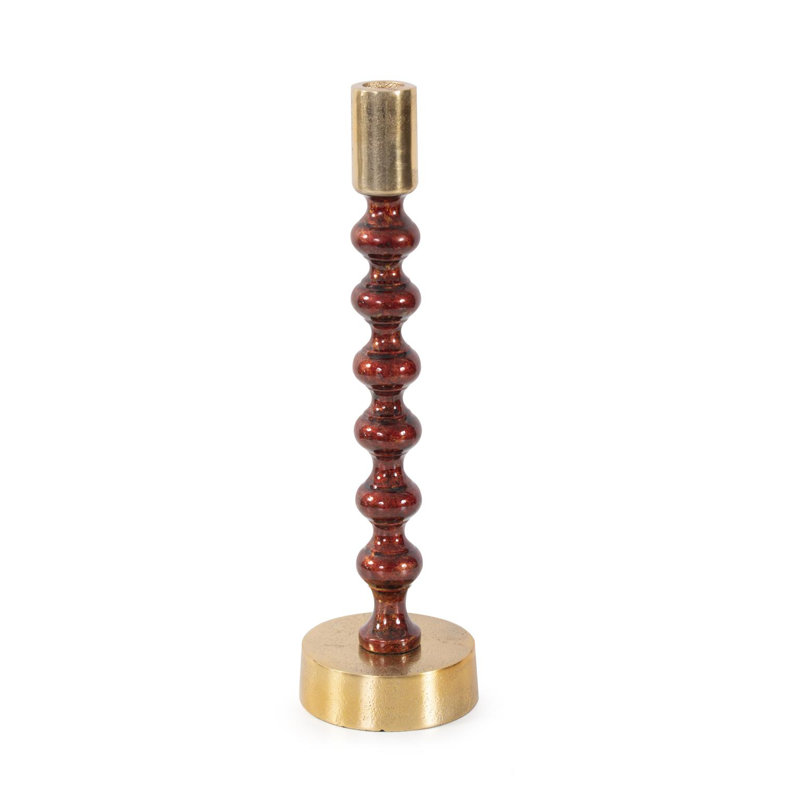 Sharma Crimson Gold Rounded Candlestick- Tall, 12" H x 4" W x 4" D