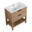 Meuble-lavabo de 30 po avec 2 tiroirs, structure autoportante, poignée en métal, armoire contemporaine en contreplaqué, fermeture en douceur, potentiel de décoration