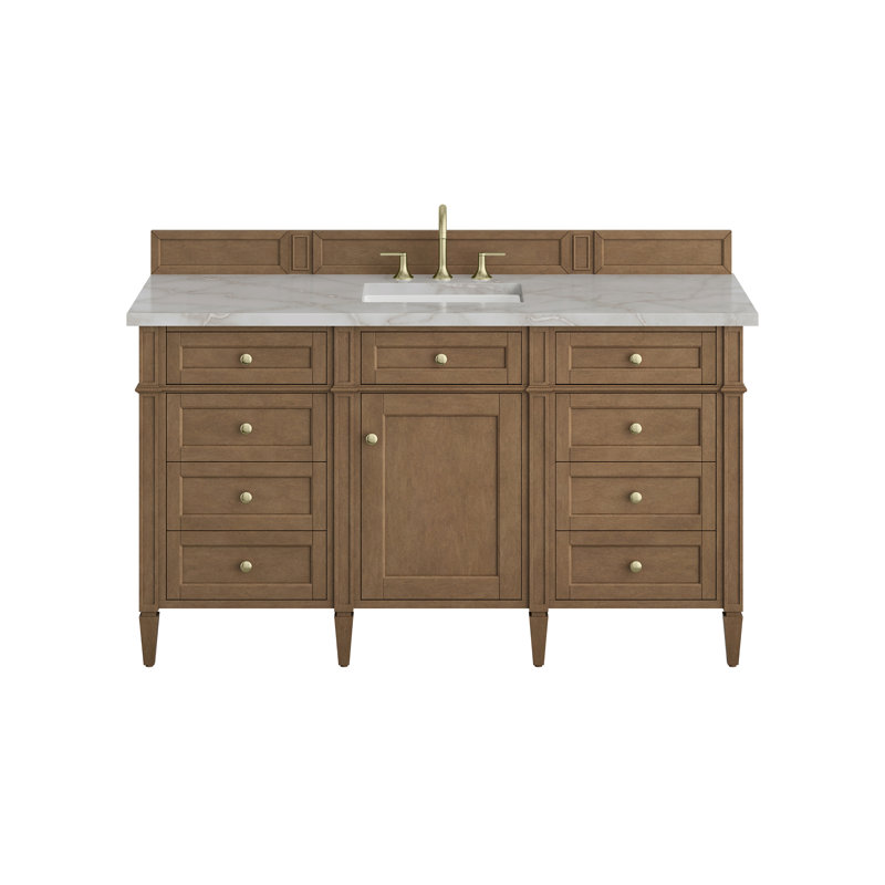 Brittany 60'' W Single Vanity, Victorian Silver, Black Onyx, 8" Widespread