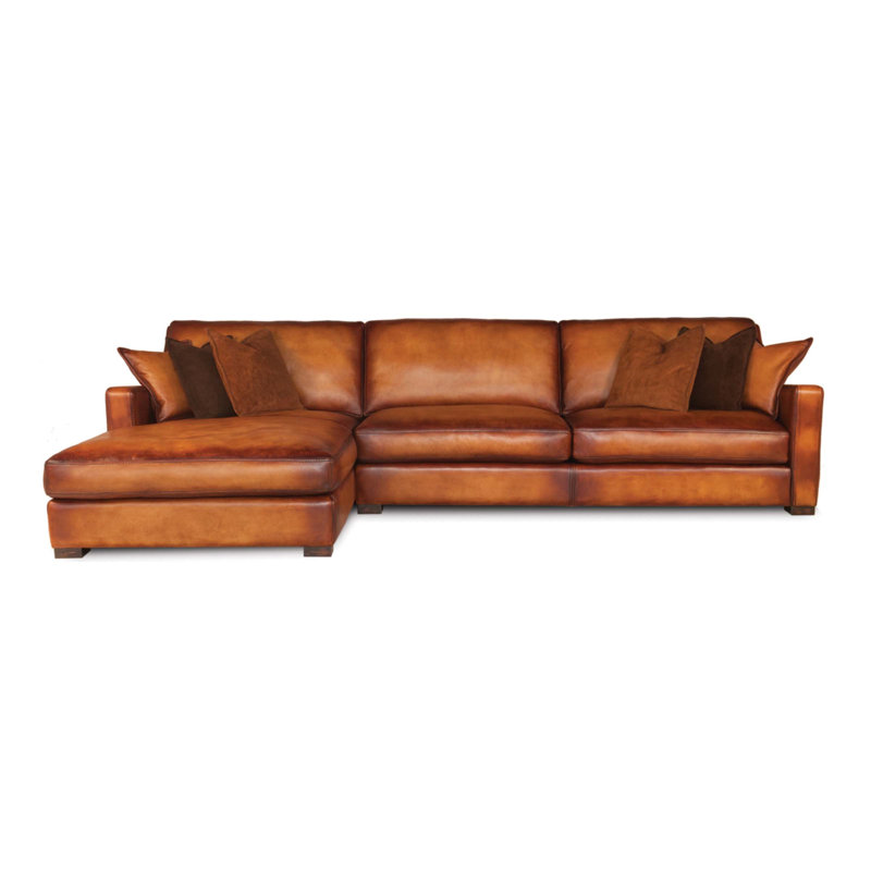 Veracruz Chaise Sectional, Left Hand Facing, Saddle Maestro Artisano Genuine Leather