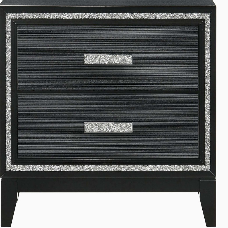 Weathered Black 2-drawer Nightstand, Black
