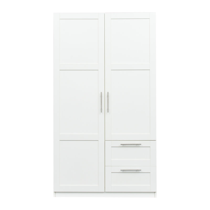 Grand garde-robe blanc avec garde-manger et garde-manger avec 2 portes, 2 tiroirs, 5 tablettes de rangement et un rangement polyvalent