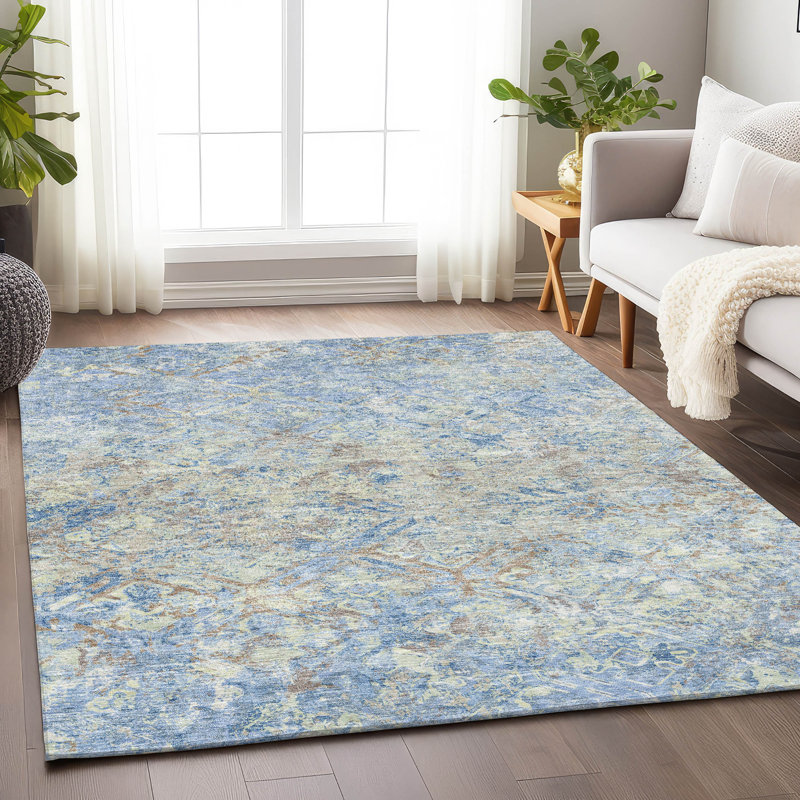Premium Machine Washable Prisco Sky Rug, Rectangle 5' x 7'6"