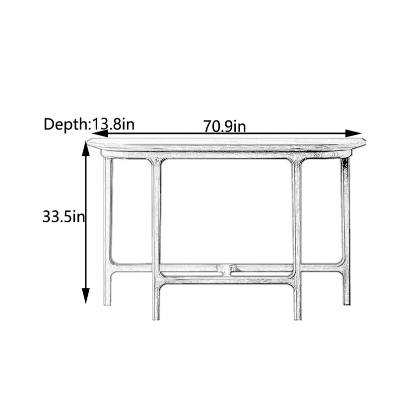 Console demi-cercle, H 33,5 po x l 70,9 po x P 13,8 po