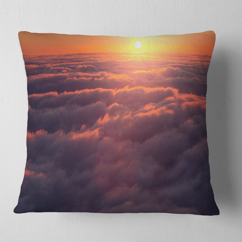 Incroyable coucher de soleil sur les nuages - coussin à imprimé paysage, 16 po x 1 po, Coussin décoratif