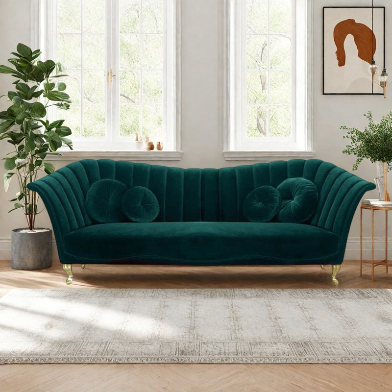 Canapé moderne simple en tissu luxueux, Atrovirens