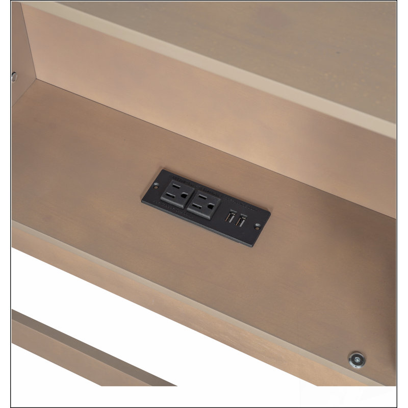 Lit simple en bois de taille très grand avec armoires de rangement spacieuses et ports USB pratiques, brun, Brun