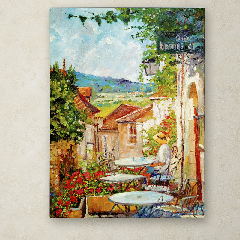 « provence cafe matin », reproduction d’art sur toile tendue, H 47 po x l 35 po x P 2 po