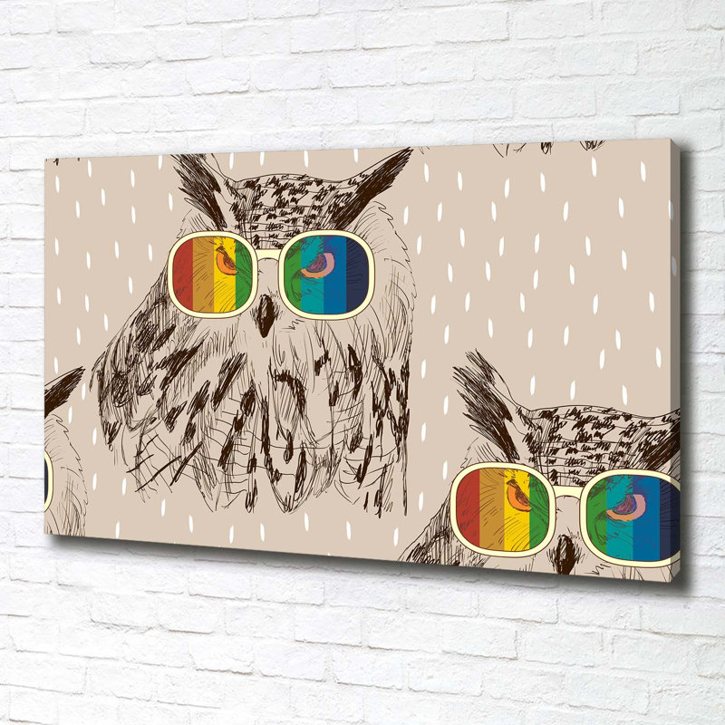 Owls In Glasses - Wrapped Canvas Print