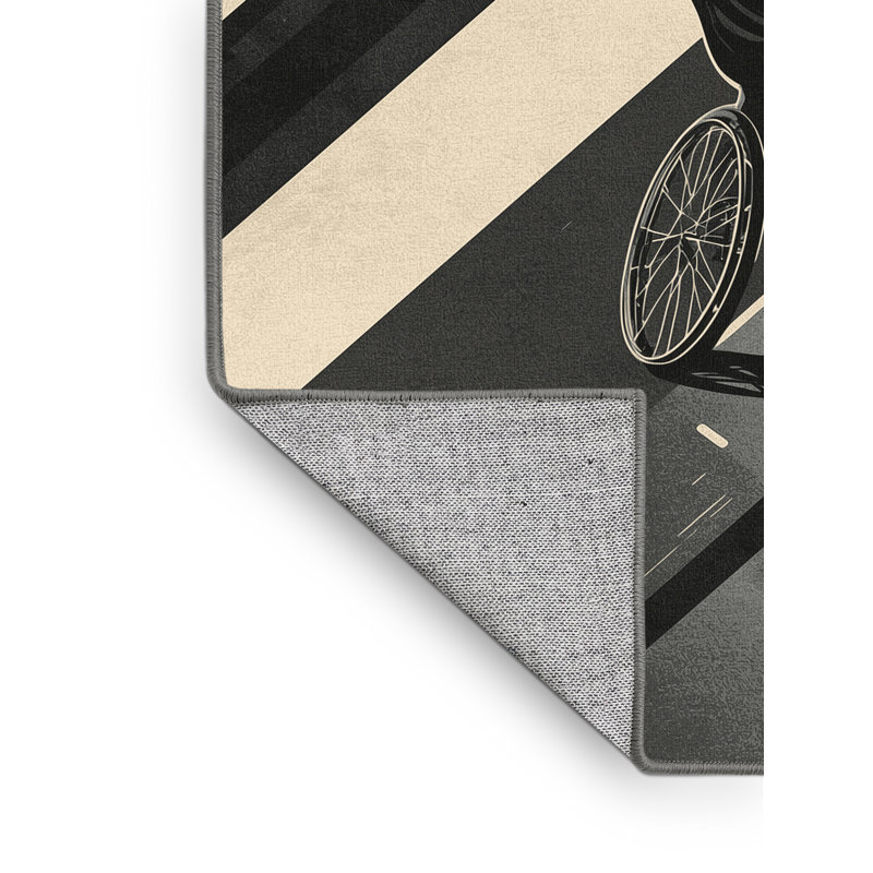 Machine Washable Cain Wheelchair Basketball Modern & Contemporary Rug in Brown – Gray Binding, 5x7