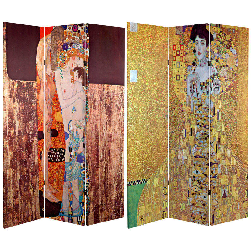 72" x 48" Double Sided Works of Klimt 3 Panel Room Divider