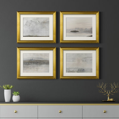 "Vintage Landscape XXIV", ensemble de 4 reproductions encadrées