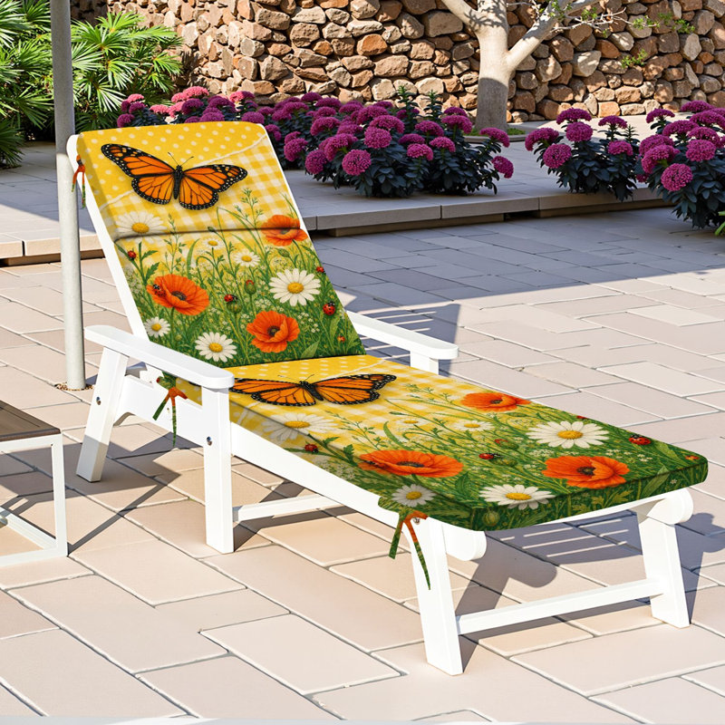  Coussin de patio pour l'extérieur 3 po Coussin de papillon orange à motif de fleurs sauvages Wild Meadow Daisies