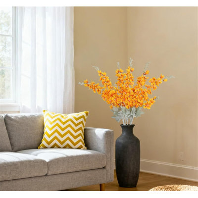 33,5 pouces de fleurs de soie artificielle Delphinium orange (6 pièces) - Décoration florale à tige haute pour vases