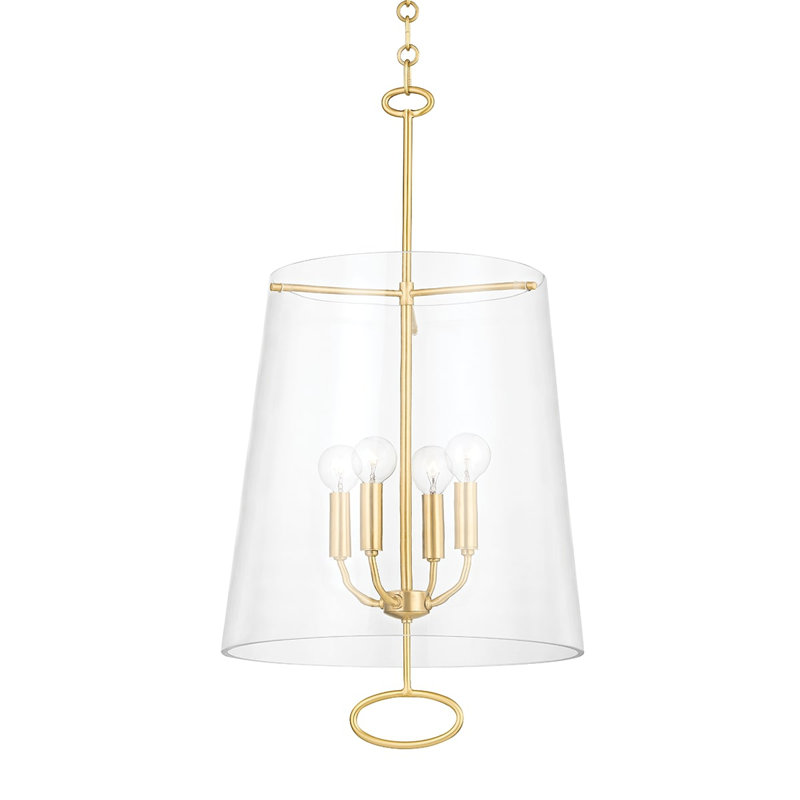 Luminaire suspendu 4 lumières James, Laiton vieilli