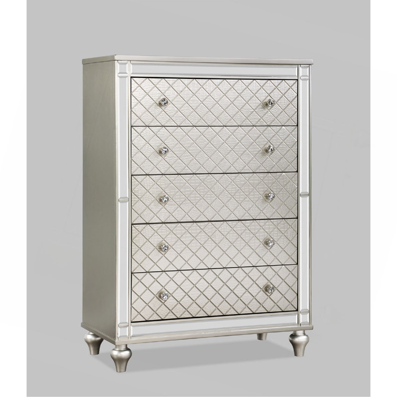 Commode de chambre à coucher 1 tiroir 5 pièces Glam