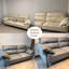 Canapé modulaire kaki en cuir véritable-797615991