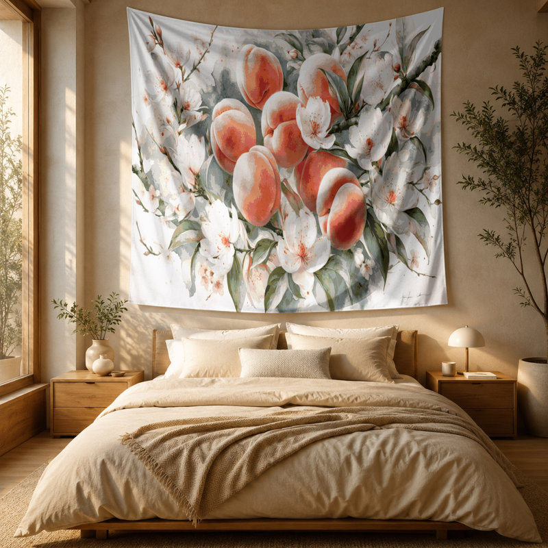 Tapisserie murale de pêches, 51 po x 60 po