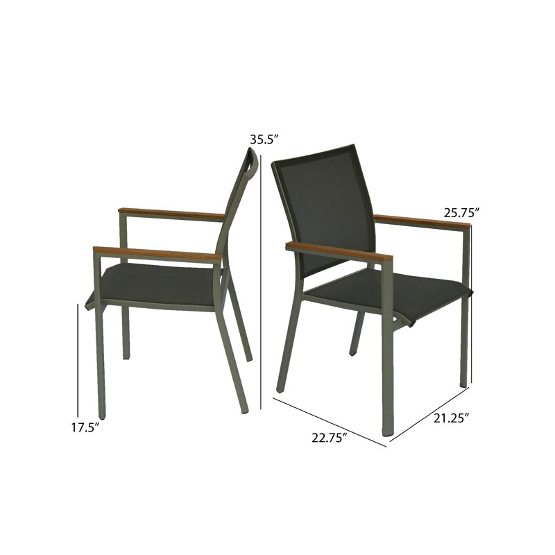 Chouinard 8 - Person Teak Metal Patio Dining Set with Rectangular Table, Light Gray/Black