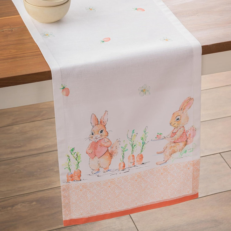 Table runner Cotton Single Layer Table Runners 230 CM long (Bunny Party, 37 cm x 230 cm)