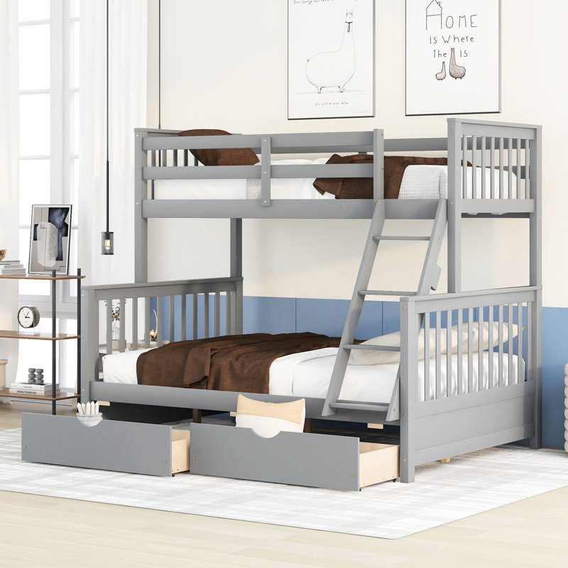 Lit superposé double gris, conforme aux exigences du lit, de couleur grise, Gris, Lit double