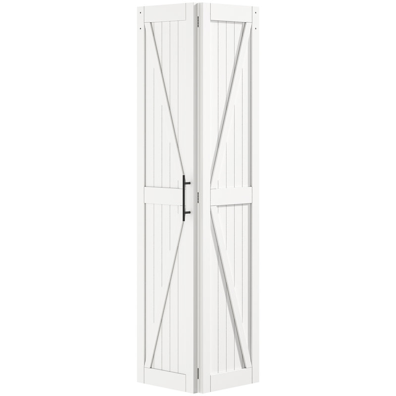 Porte de grange à panneaux en bois massif RoomTec sans trousses d'installation, Blanc, 36 po x 84 po
