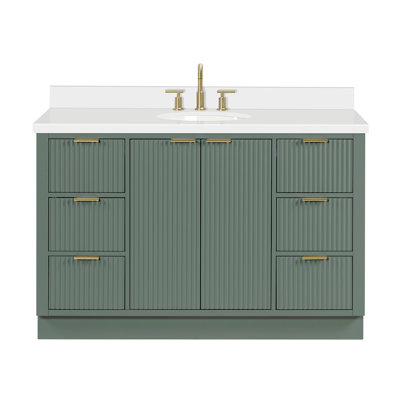 Haun Solid Wood Single Bathroom Vanity with 1.5'' Quartz Top