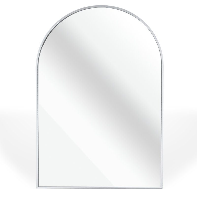 Tempered Glass and Aluminum Alloy Framed Decorative Wall Mirror, Silver, 36" x 24"