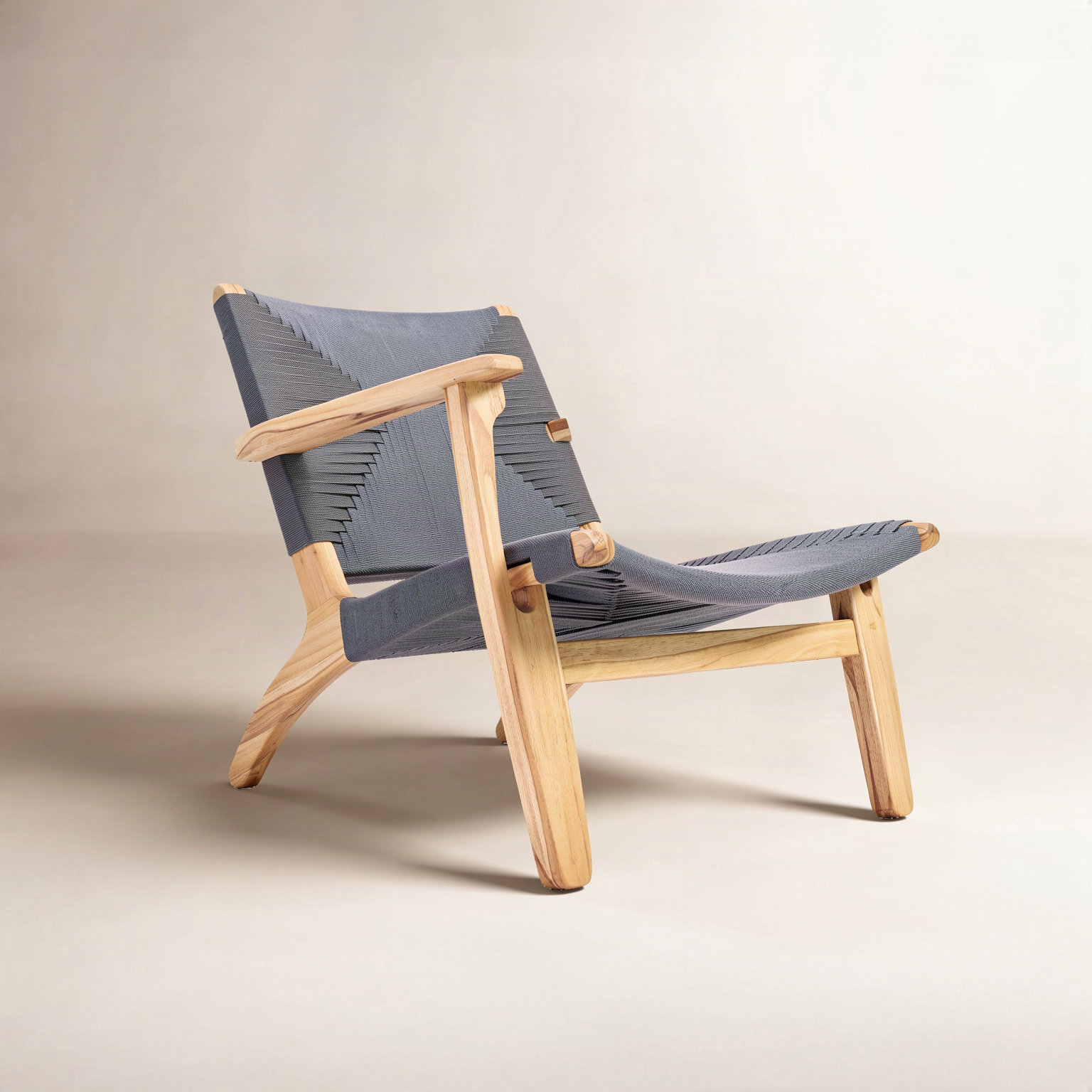 Masaya Upholstered Armchair, Charcoal Cross Braided Cord, Natural
